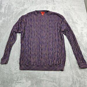 Vintage J Simon Sweater Mens XL Purple 3D Textured Knit Biggie Cosby Coogi Style